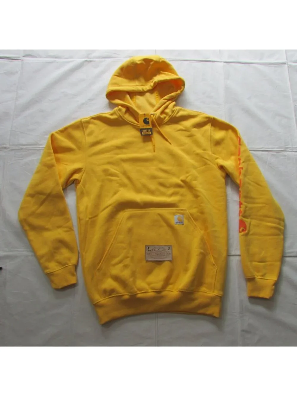 Carhartt Men's Loose Fit Midweight Logo Sleeve Graphic Hoodie Sweatshirt Vivid Y